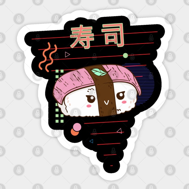 Cute salmon sushi retro kawaii otaku 90s japanese aesthetic Sticker by opippi